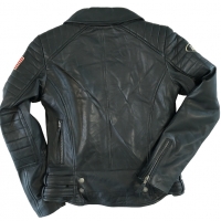 Blouson Warson Motors Cuir Police Perfecto Noir