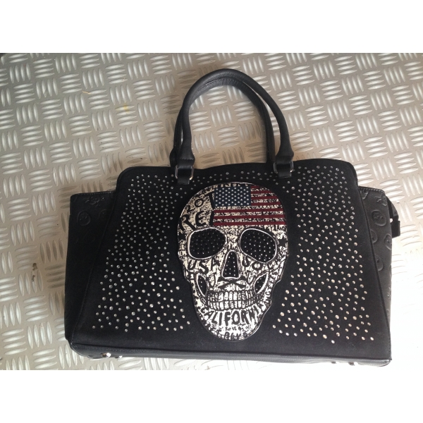 Sac à Main Skull USA Strass Noir
