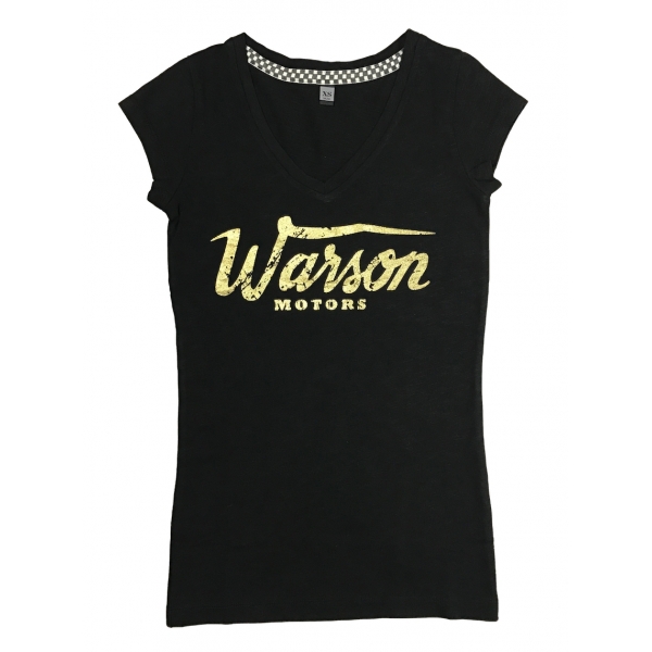 Tee-shirt Warson Motors femme Basic Gold V Noir