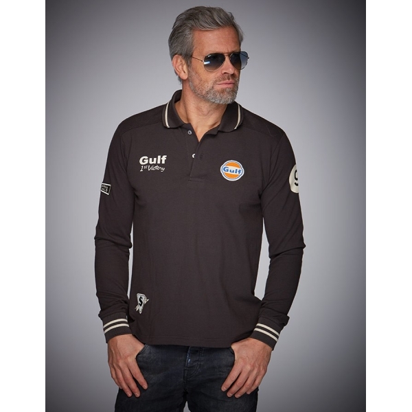 Polo Gulf Vintage manches longues anthrazit