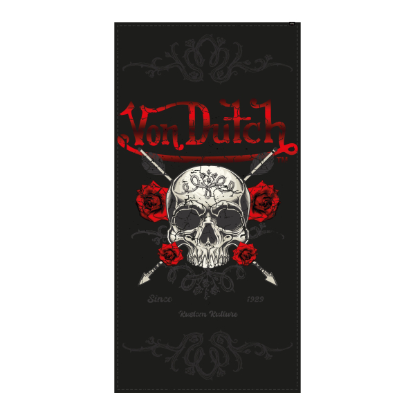 Foulard Chèche Von Dutch skull kaki noir 90x120