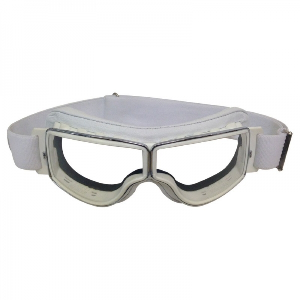 Lunette Aviator Goggle 4182 T2 cuir blanc verre incolore anti-buée