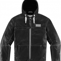 Blouson cuir ICON 1000 HOOD Jacket noir
