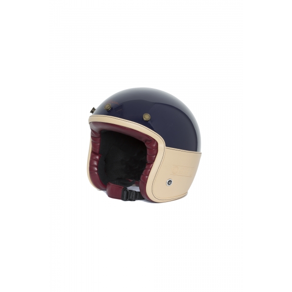 Casque Jet Chevignon Cuir Bleu Marine Beige