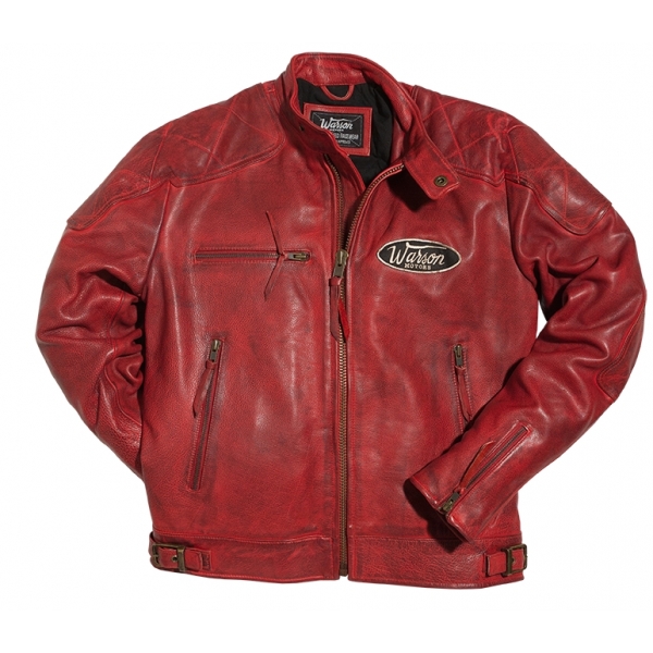 Blouson Warson Motors Motorcycle Cuir Rouge